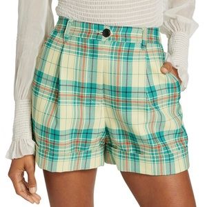 Rag & Bone green ivy plaid shorts